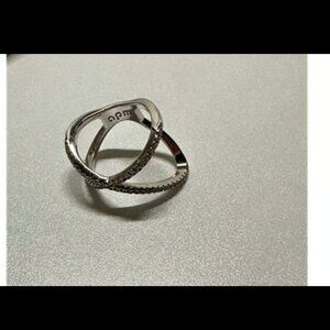 APM Monaco Silver Criss Cross Ring – size 6
